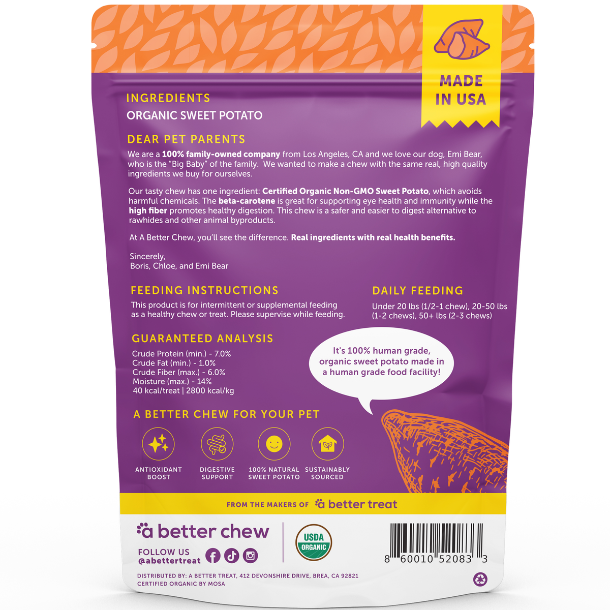 Organic Sweet Potato Chews- Natural Alternative to Rawhides