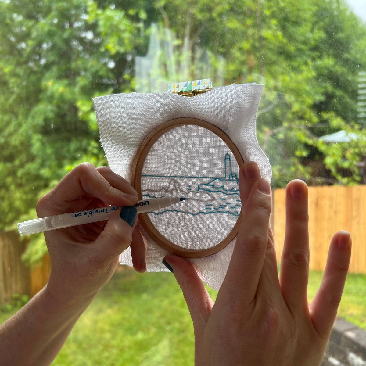 Orcas in the Sound Landscape Embroidery Kit for Beginners