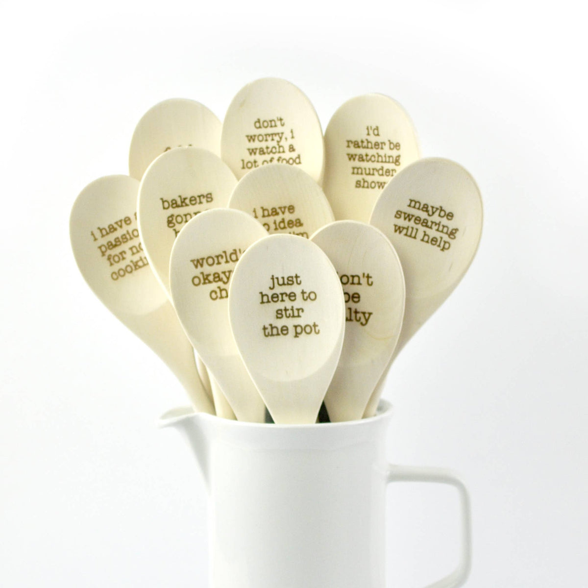 Wooden Spoons With Funny Phrases - Full Set for Kitchen: Set of All Ten