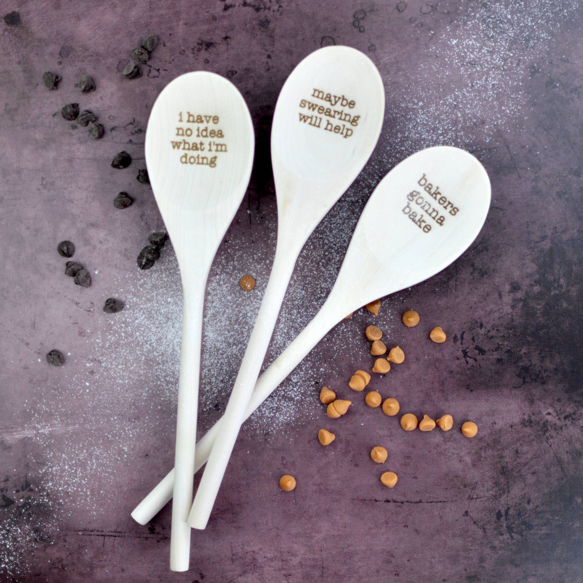 Wooden Spoons With Funny Phrases - Full Set for Kitchen: Set of All Ten