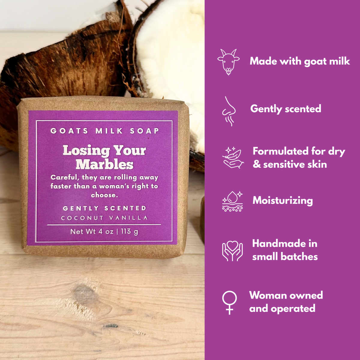 Coconut Vanilla Soap | 4 oz Goat Milk Soap | Funny Soap