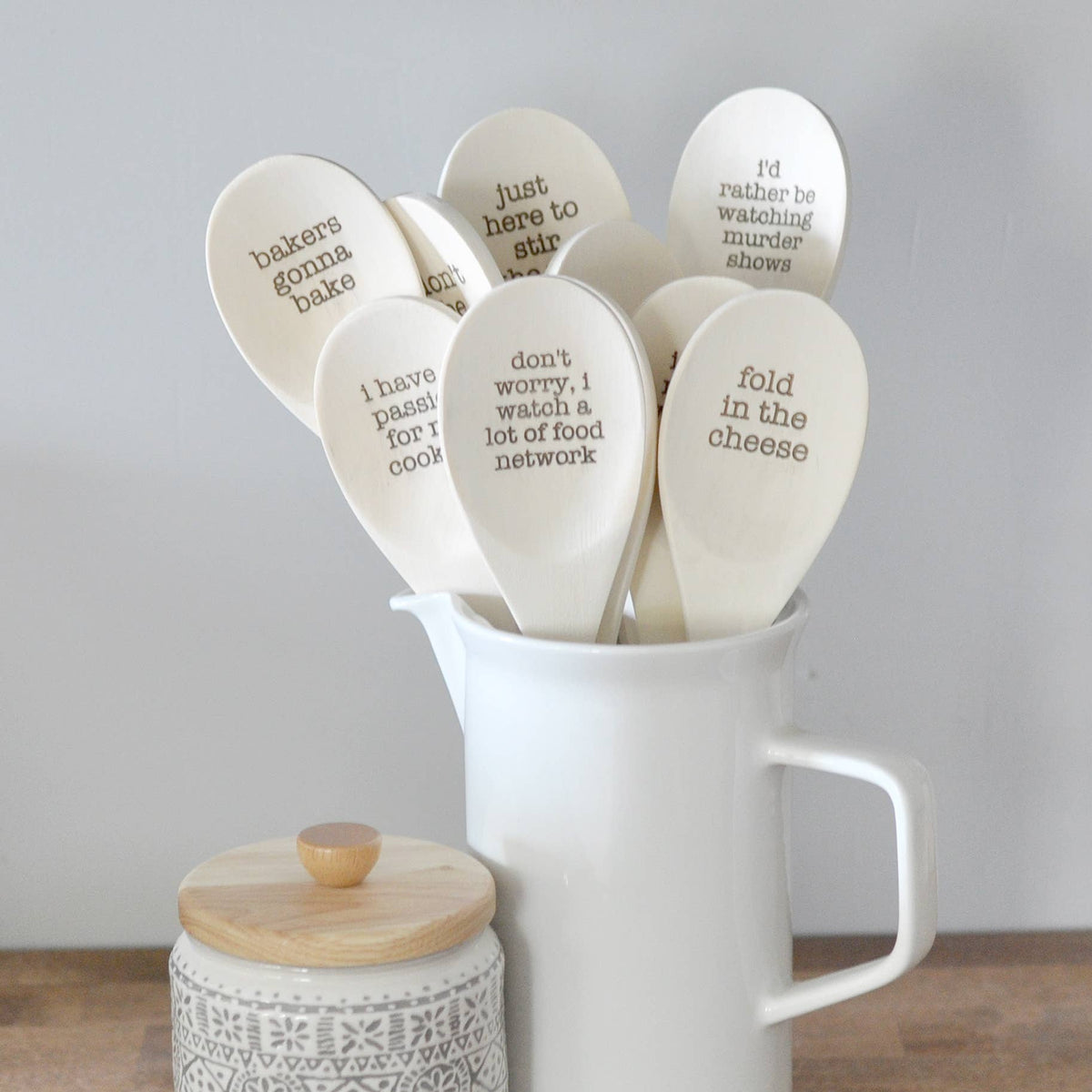 Wooden Spoons With Funny Phrases - Full Set for Kitchen: Set of All Ten
