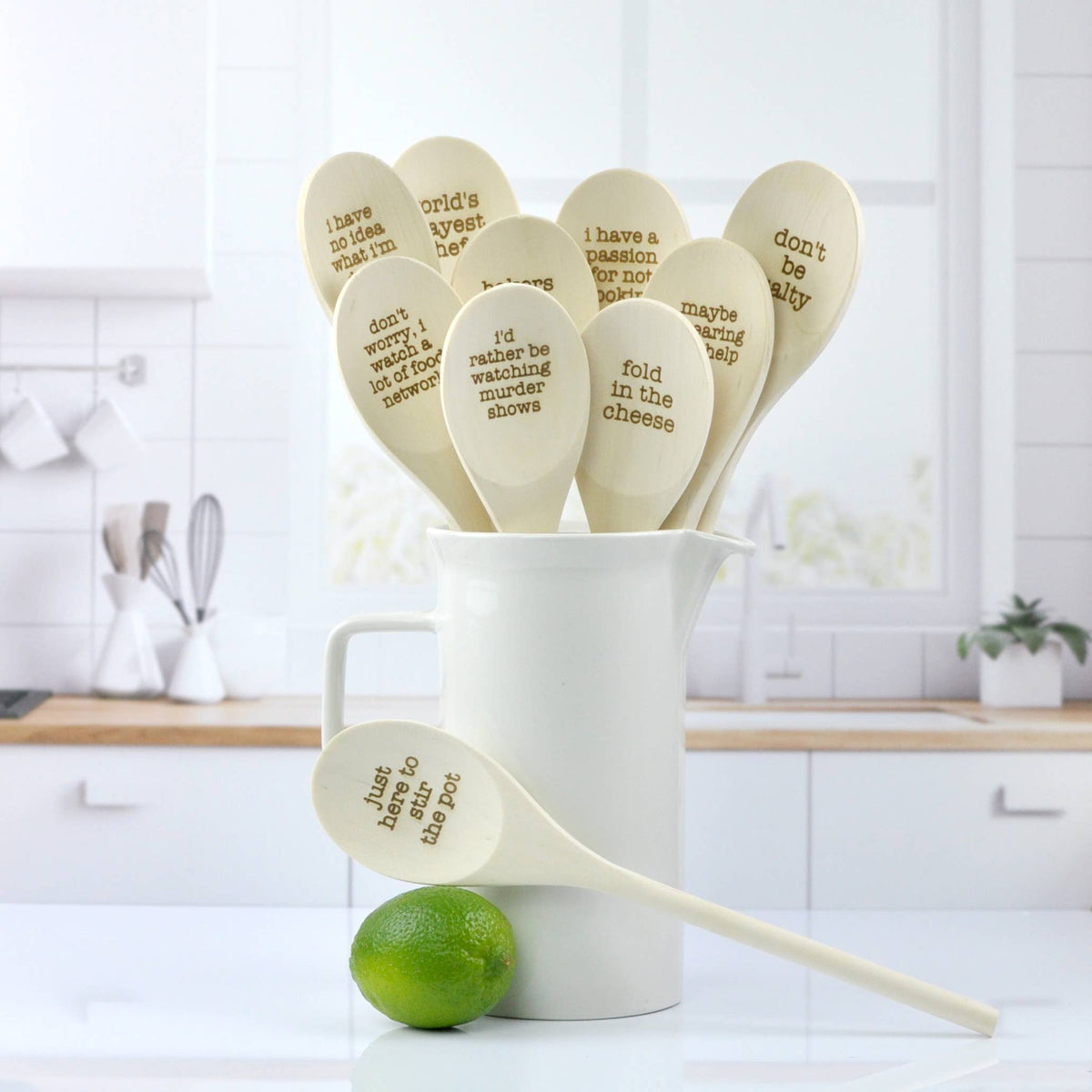 Wooden Spoons With Funny Phrases - Full Set for Kitchen: Set of All Ten