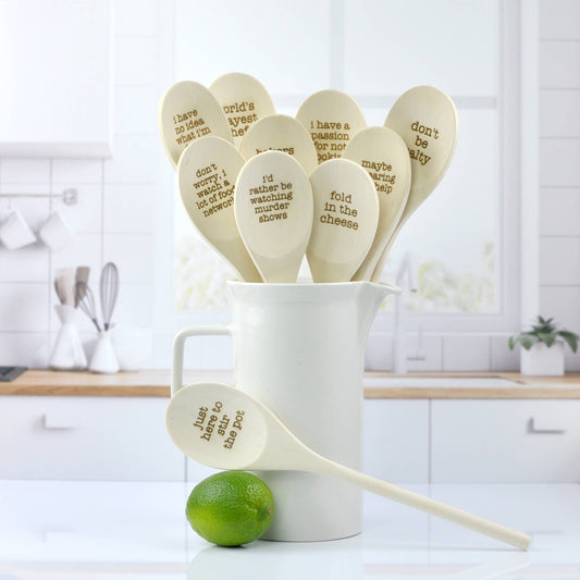 Wooden Spoons With Funny Phrases - Full Set for Kitchen: Set of All Ten