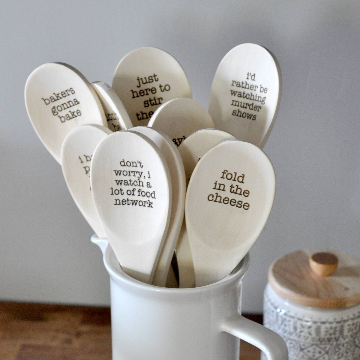 Wooden Spoons With Funny Phrases - Full Set for Kitchen: Set of All Ten