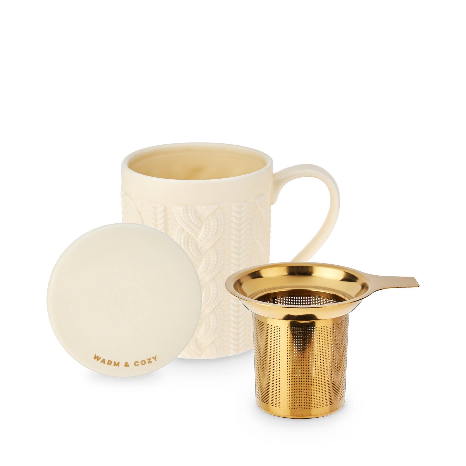 Annette™ 3D Ceramic Mug with Infuser Knit Warm and Cozy - Fresh Start Candles