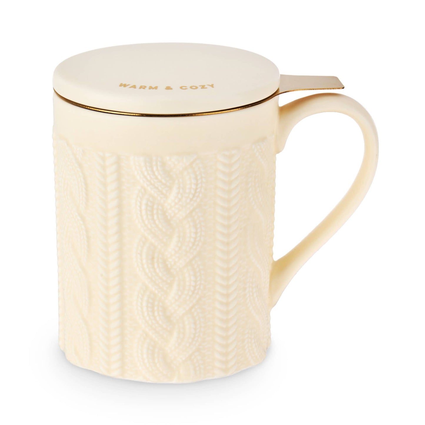 Annette™ 3D Ceramic Mug with Infuser Knit Warm and Cozy - Fresh Start Candles