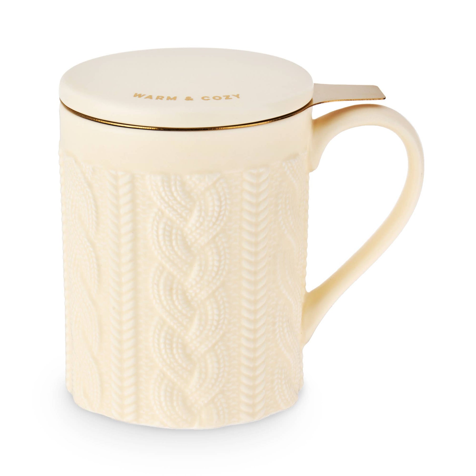 Annette™ 3D Ceramic Mug with Infuser Knit Warm and Cozy - Fresh Start Candles