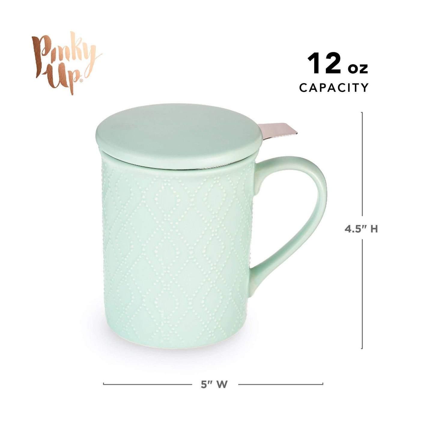 Annette™ 3D Ceramic Mug with Tea Infuser in Souk Mint - Fresh Start Candles