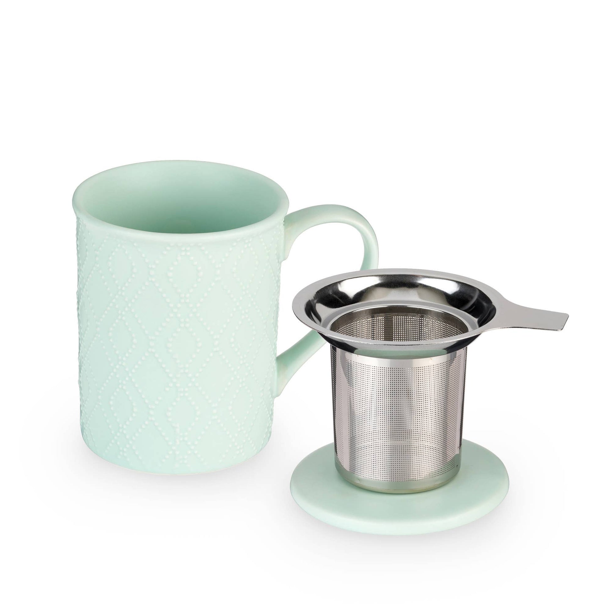 Annette™ 3D Ceramic Mug with Tea Infuser in Souk Mint - Fresh Start Candles