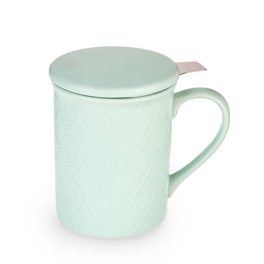 Annette™ 3D Ceramic Mug with Tea Infuser in Souk Mint - Fresh Start Candles