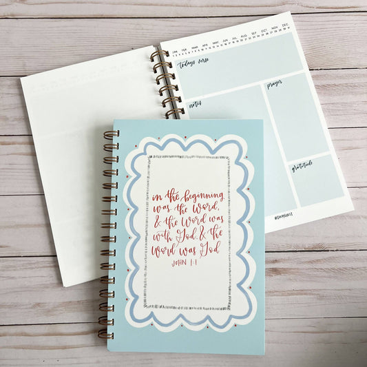 Bible study notebook | Bible journal | Christian notebook: Blue - Fresh Start Candles