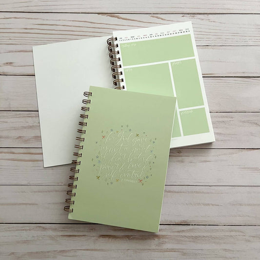 Bible study notebook | Bible journal | Christian notebook: Green - Fresh Start Candles