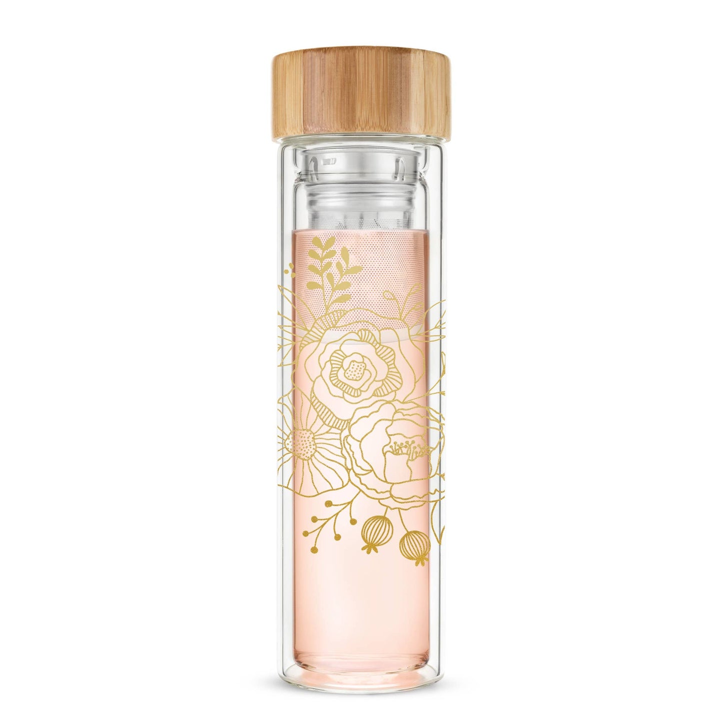 Blair™ Insulated Glass Travel Mug with Tea Infuser Bouqet - Fresh Start Candles