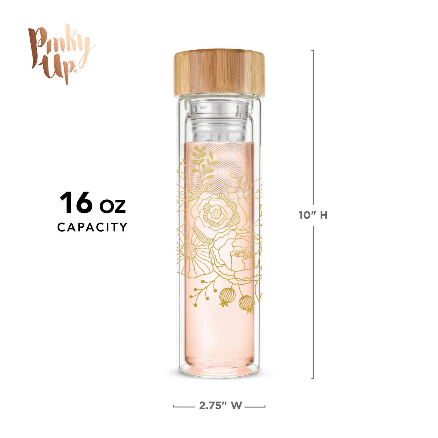 Blair™ Insulated Glass Travel Mug with Tea Infuser Bouqet - Fresh Start Candles