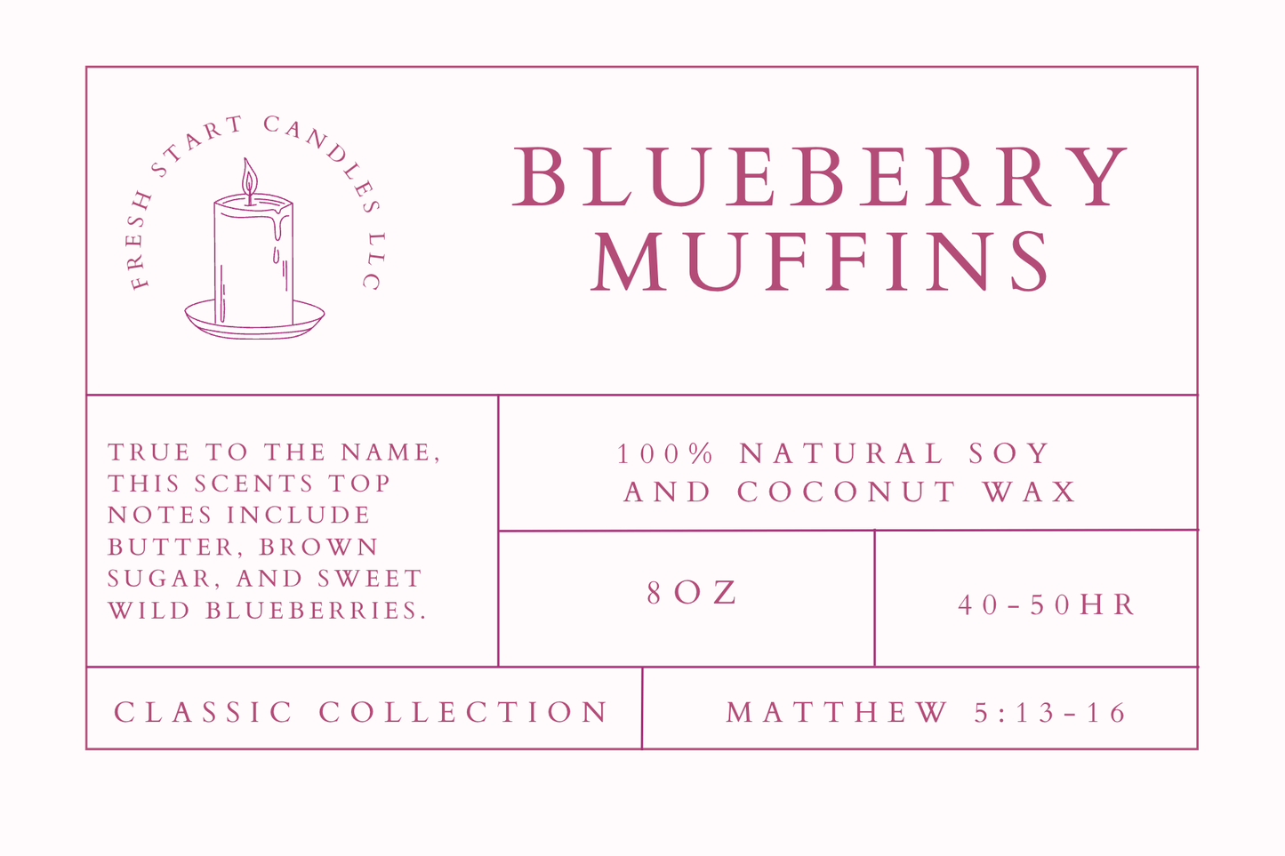 Blueberry Muffins 8oz - Fresh Start Candles