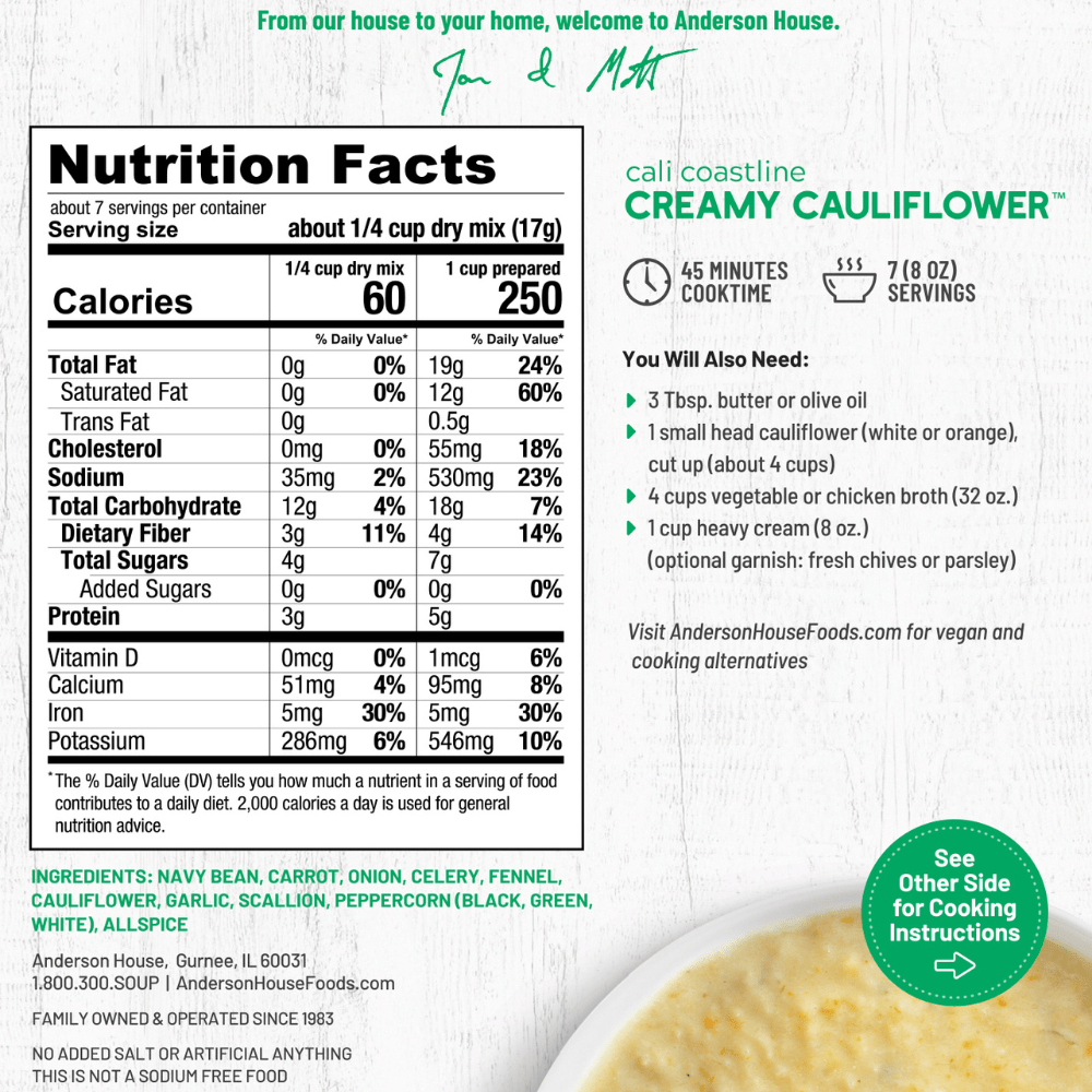 Cali Coastline Creamy Cauliflower Soup Mix - Fresh Start Candles