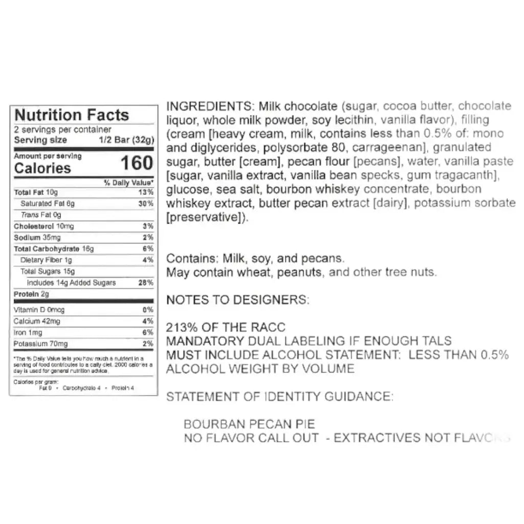 Candy Bar - Milk Chocolate - Bourbon Pecan Pie - 2.25 oz - Fresh Start Candles