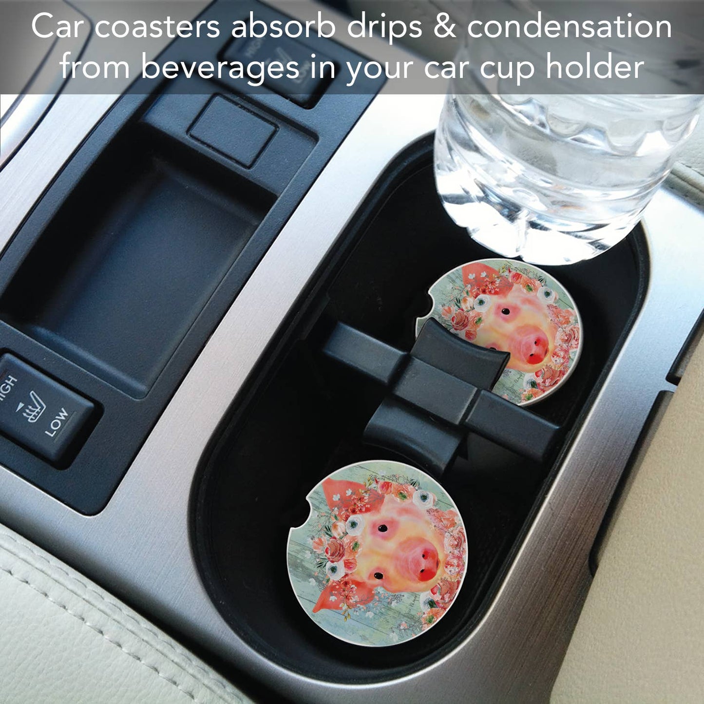 Car Coaster Crowned Piggy Absorbent Stone 1pk - Fresh Start Candles