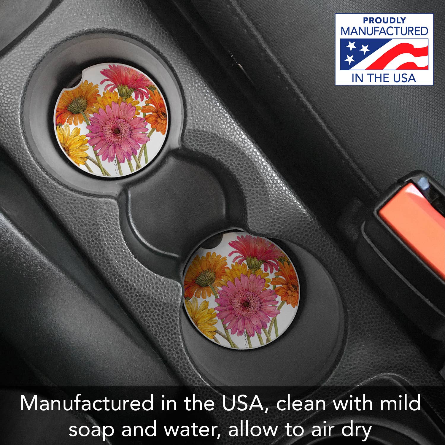 Car Coaster Gerber Daisies Bulk Absorbent Stone - Fresh Start Candles