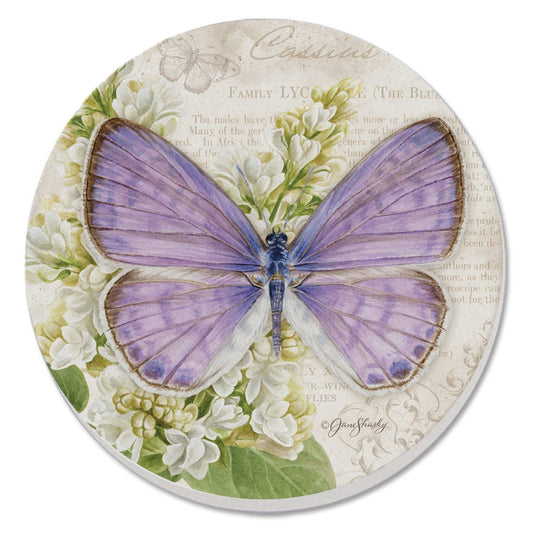 Coaster Cassius Blue Beautiful Butterflies Round Stone - Fresh Start Candles