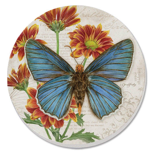 Coaster Cassius Blue Beautiful Butterflies Round Stone - Fresh Start Candles