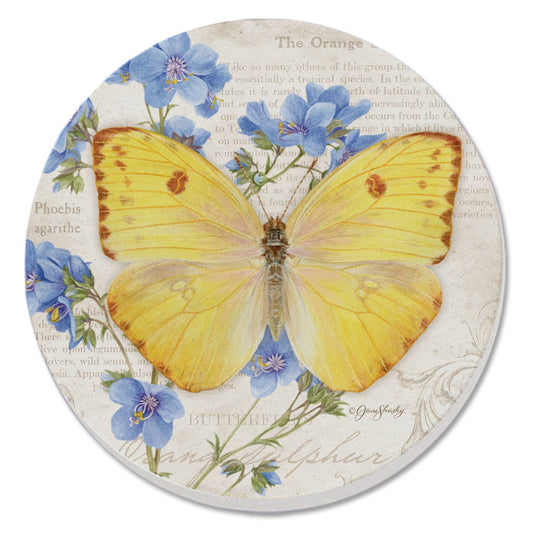 Coaster Cassius Blue Beautiful Butterflies Round Stone - Fresh Start Candles