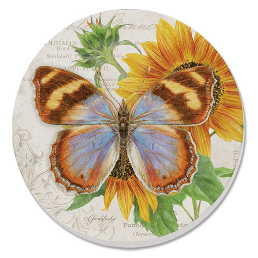 Coaster Cassius Blue Beautiful Butterflies Round Stone - Fresh Start Candles