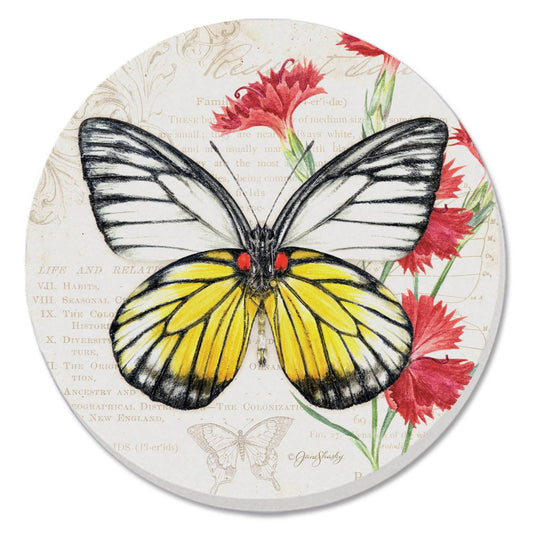 Coaster Cassius Blue Beautiful Butterflies Round Stone - Fresh Start Candles