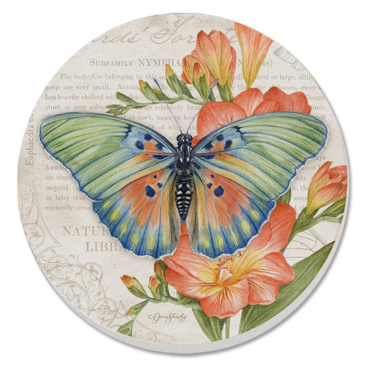 Coaster Cassius Blue Beautiful Butterflies Round Stone - Fresh Start Candles