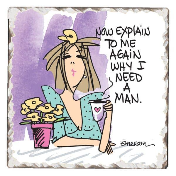 Coaster Need A Man Single Absorbent Stone Tumbled Tile - Fresh Start Candles