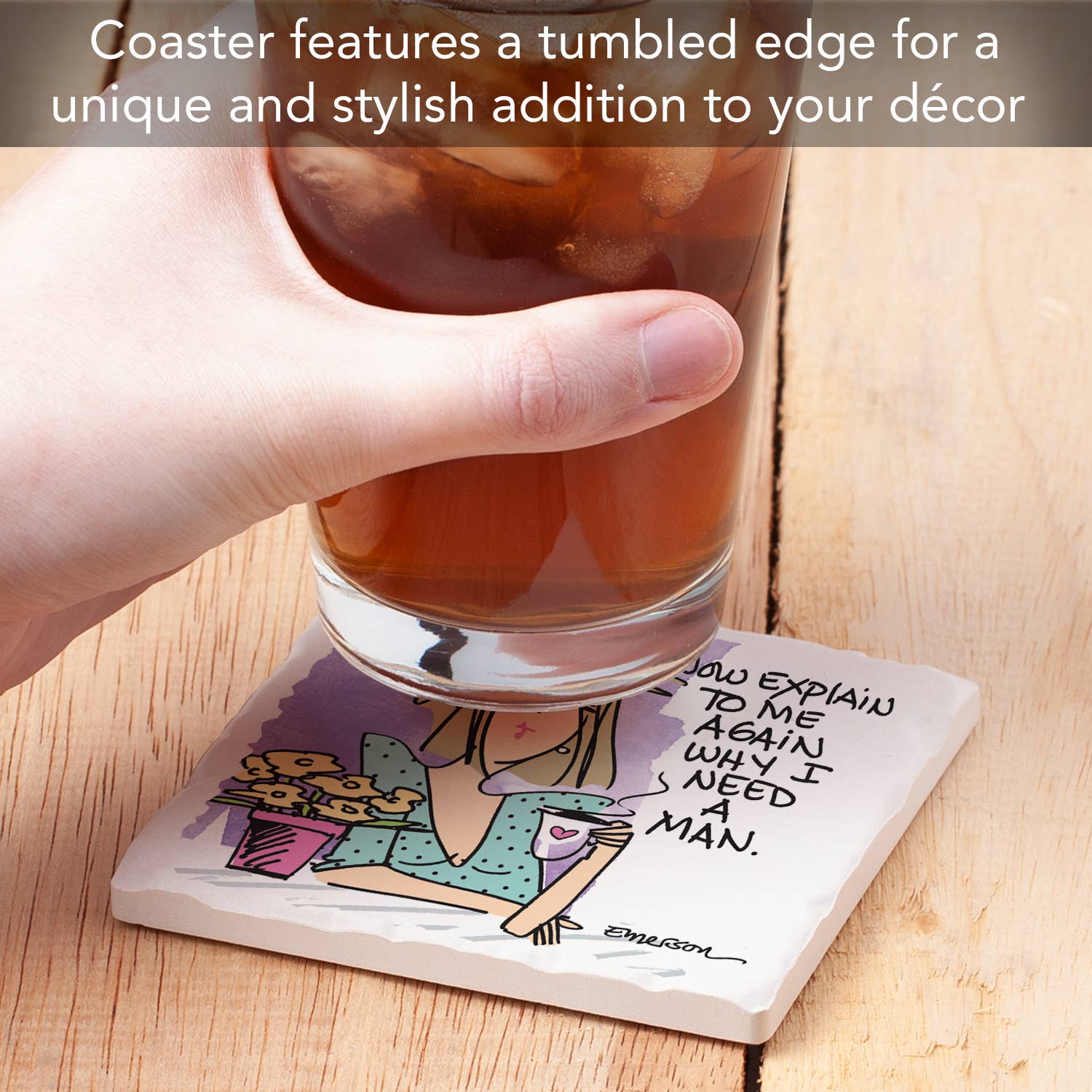 Coaster Need A Man Single Absorbent Stone Tumbled Tile - Fresh Start Candles