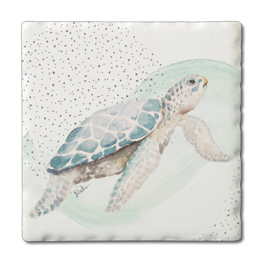 Coaster Sea Turtle Absorbent Stone Tumbled Tile - Fresh Start Candles