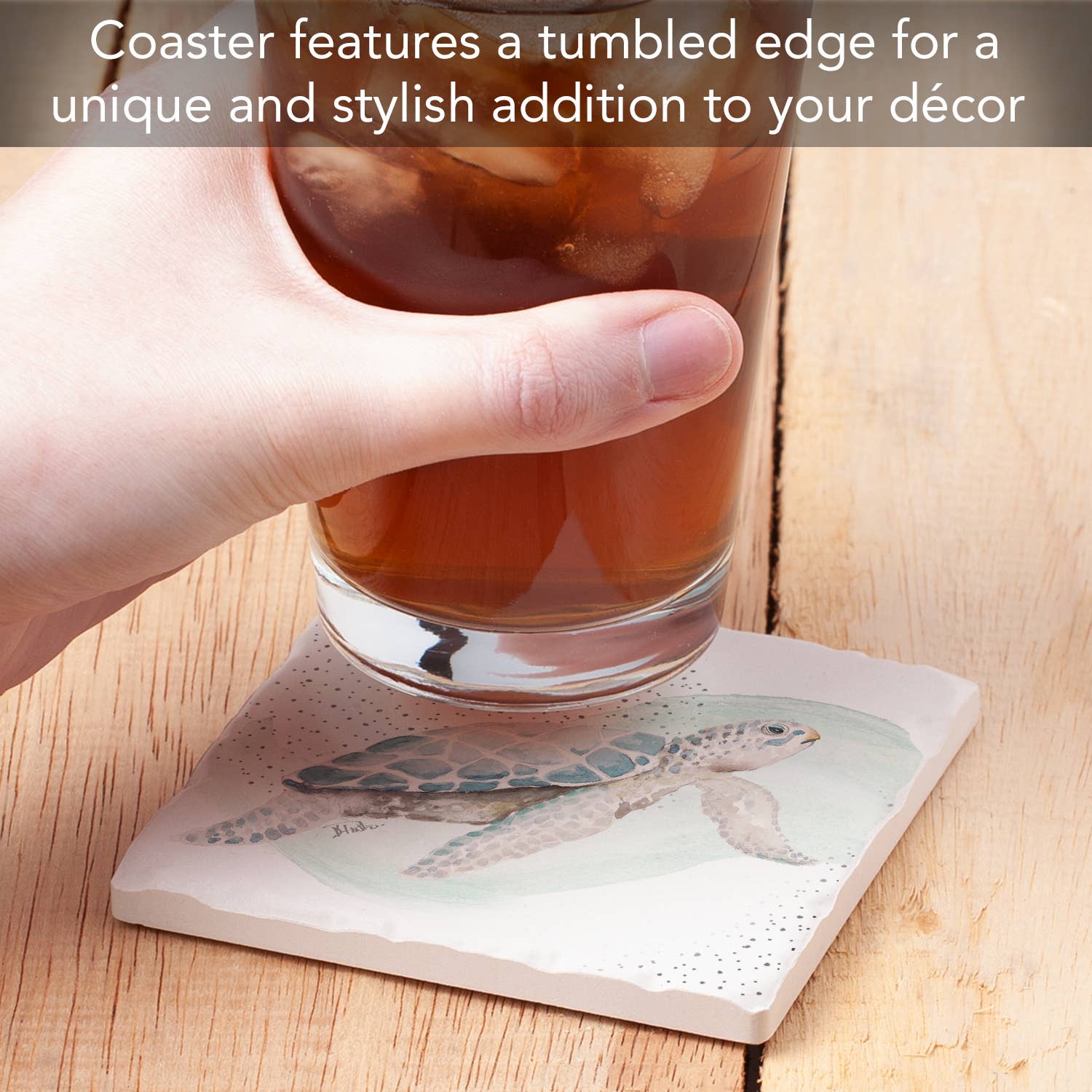 Coaster Sea Turtle Absorbent Stone Tumbled Tile - Fresh Start Candles