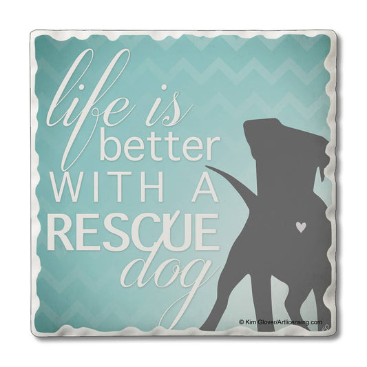 Coaster Thirstystone "Rescue Dog" Single Absorbent Stone - Fresh Start Candles