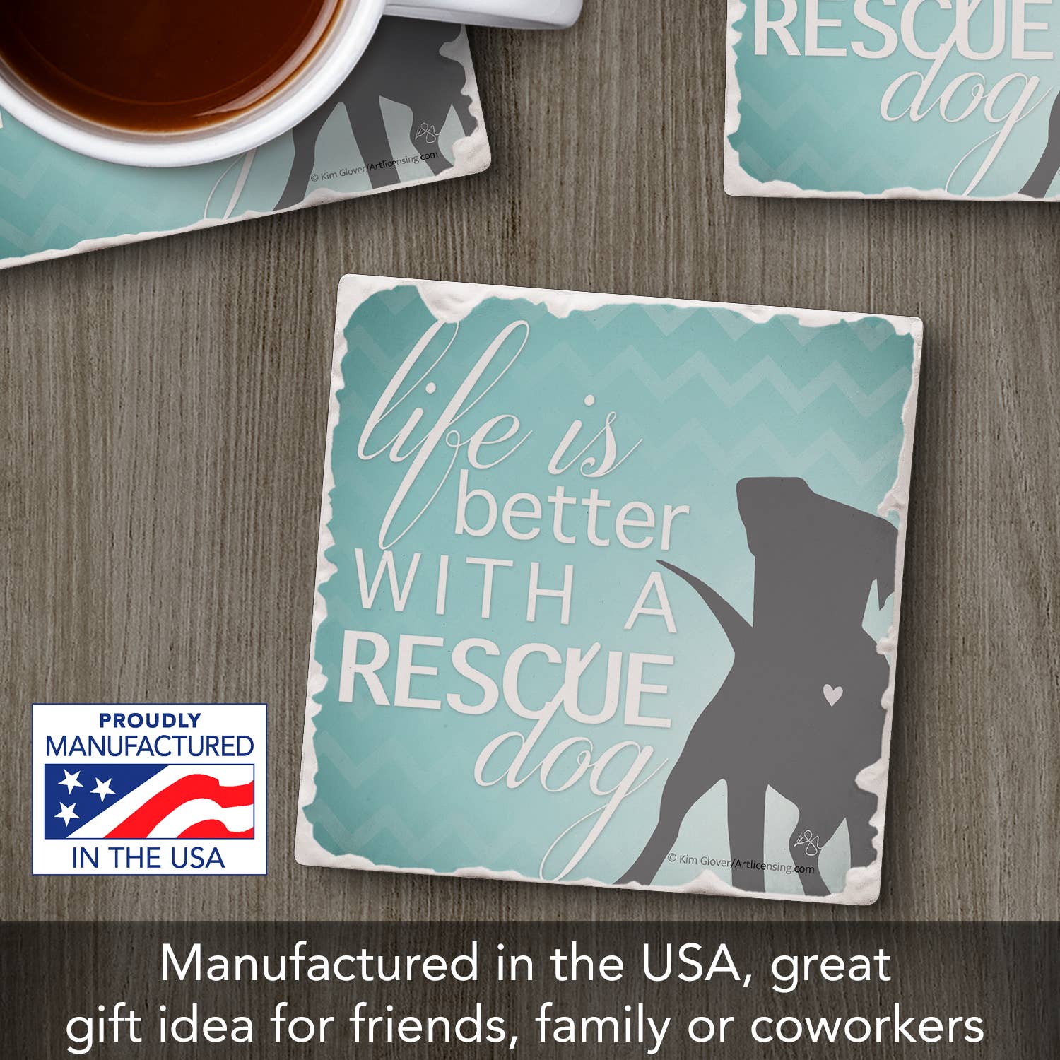 Coaster Thirstystone "Rescue Dog" Single Absorbent Stone - Fresh Start Candles