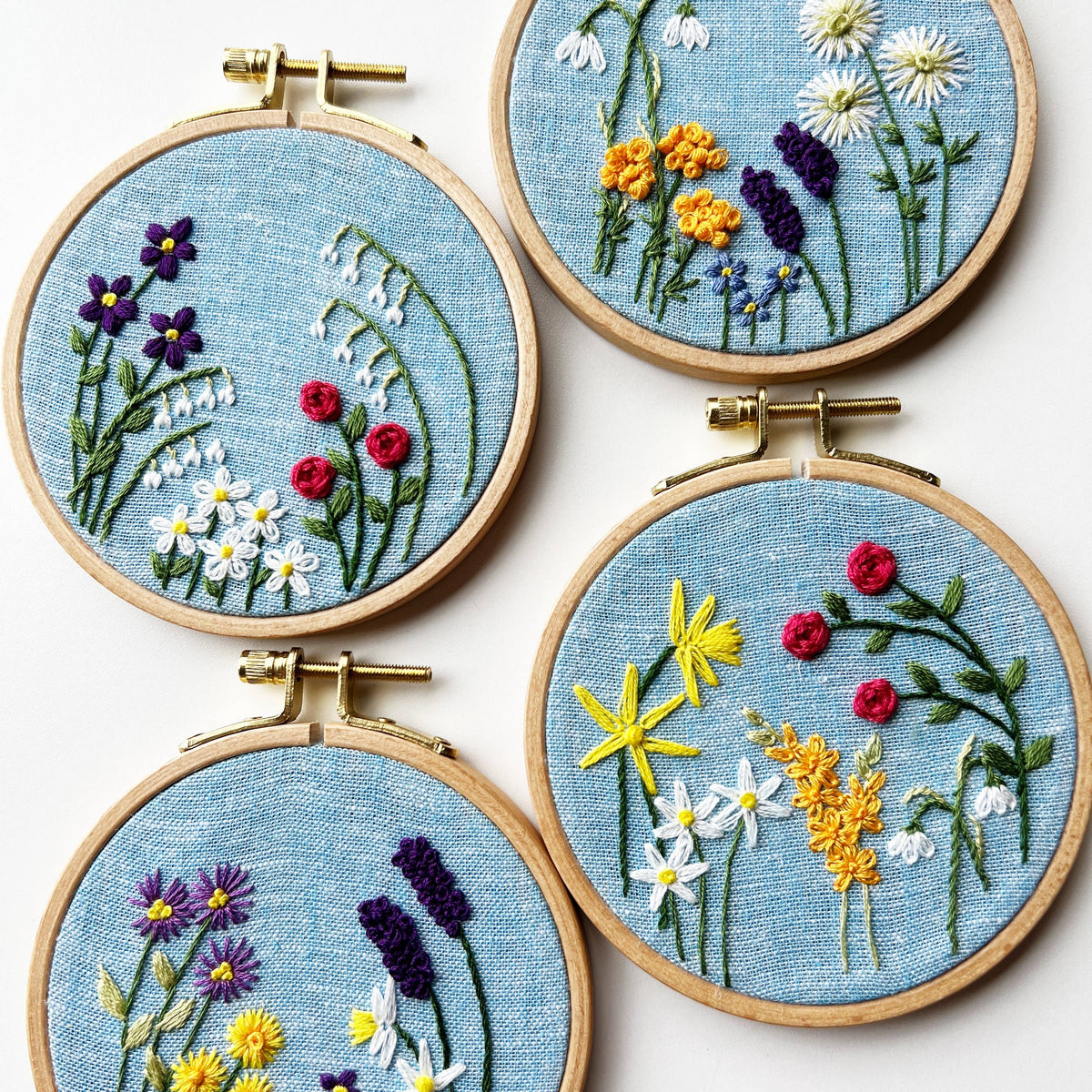 Family Flower Garden Hand Embroidery Kit, Choose Your Design