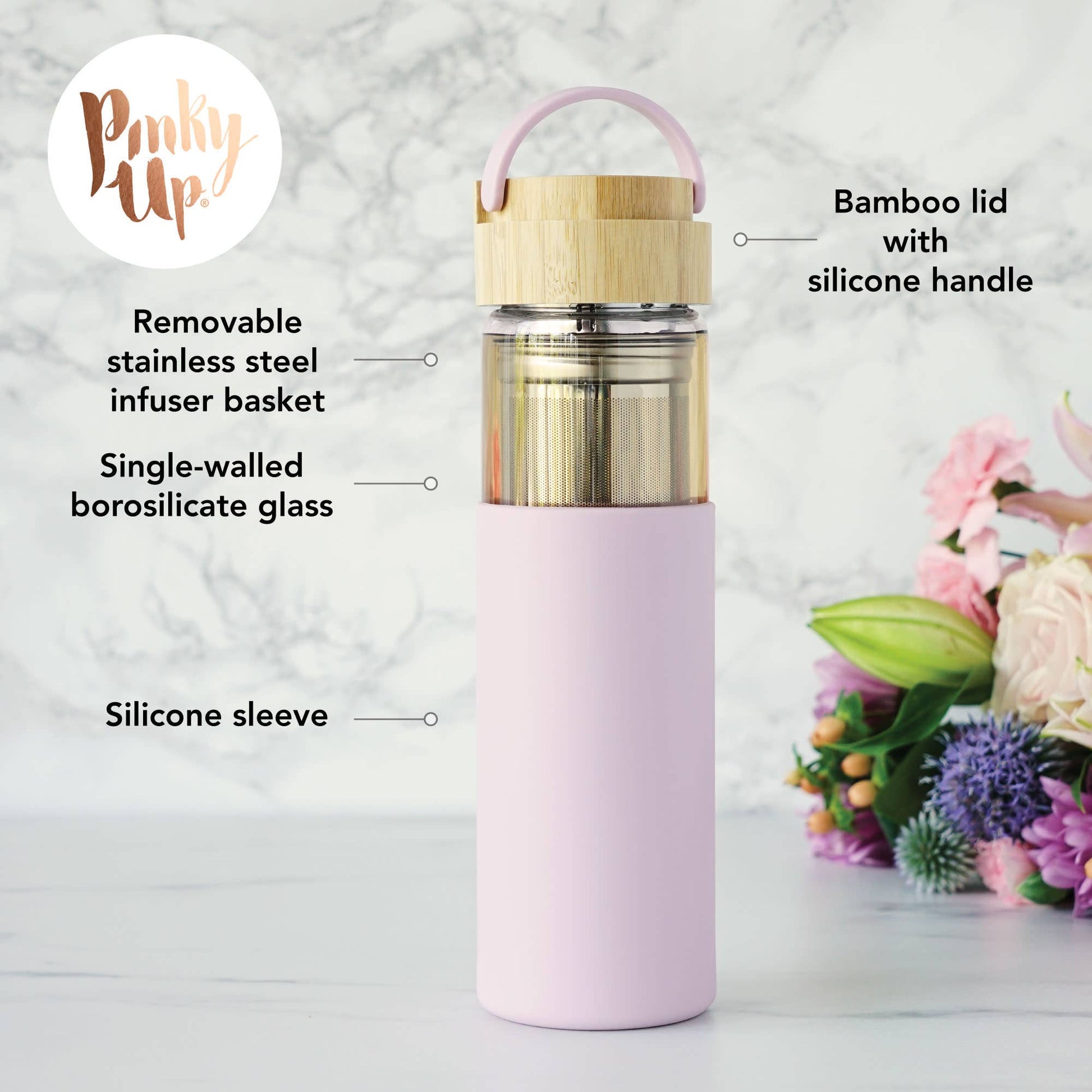 Dana™ Glass Travel Mug Infuser and Silicone Sleeve Lavender - Fresh Start Candles