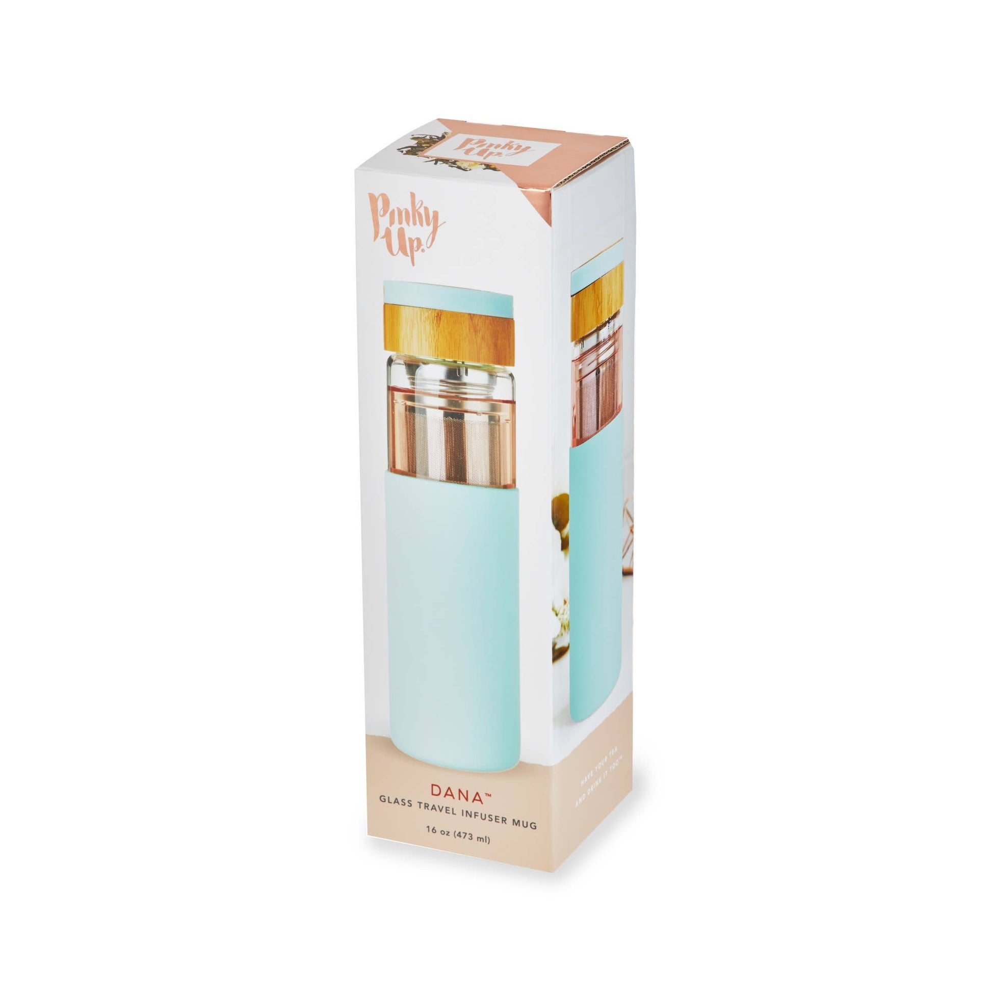 Dana™ Glass Travel Mug Infuser and Silicone Sleeve Turquoise - Fresh Start Candles