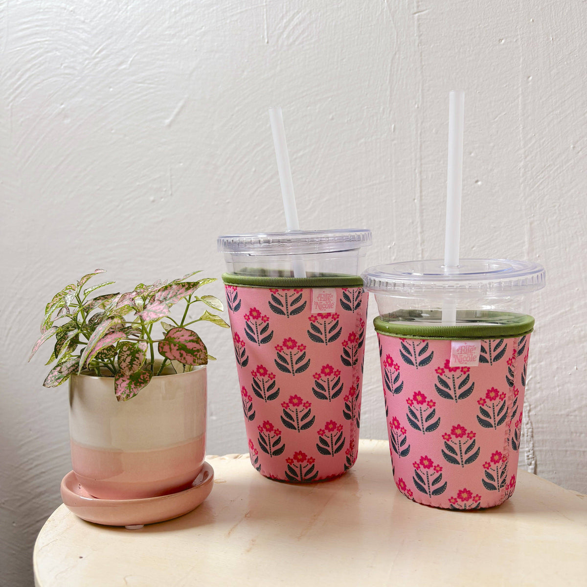 Coffee Cup Cover - Whimsy Floral Block Print - Iced Drink Sleeve
