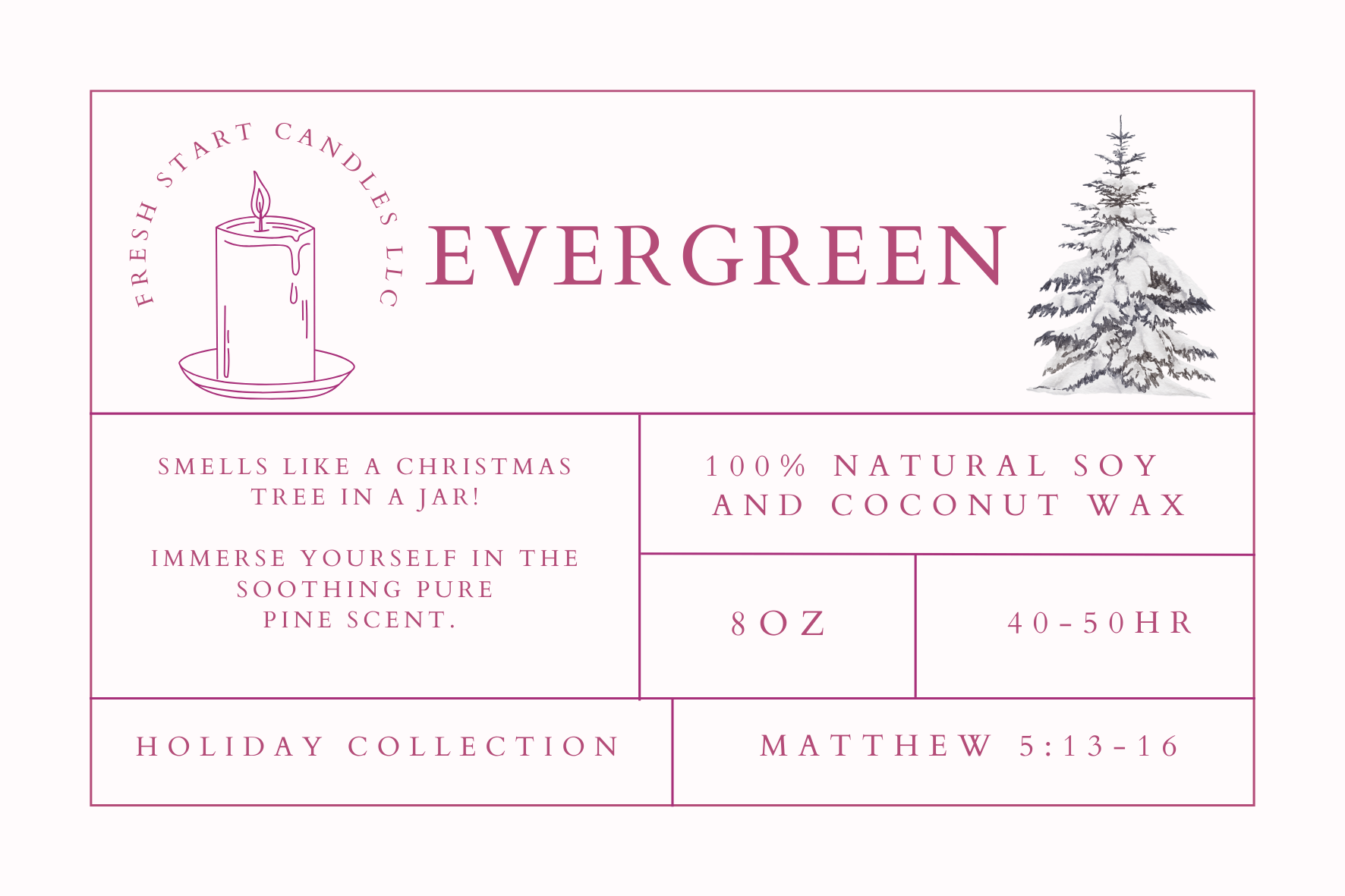 Evergreen 8oz - Fresh Start Candles