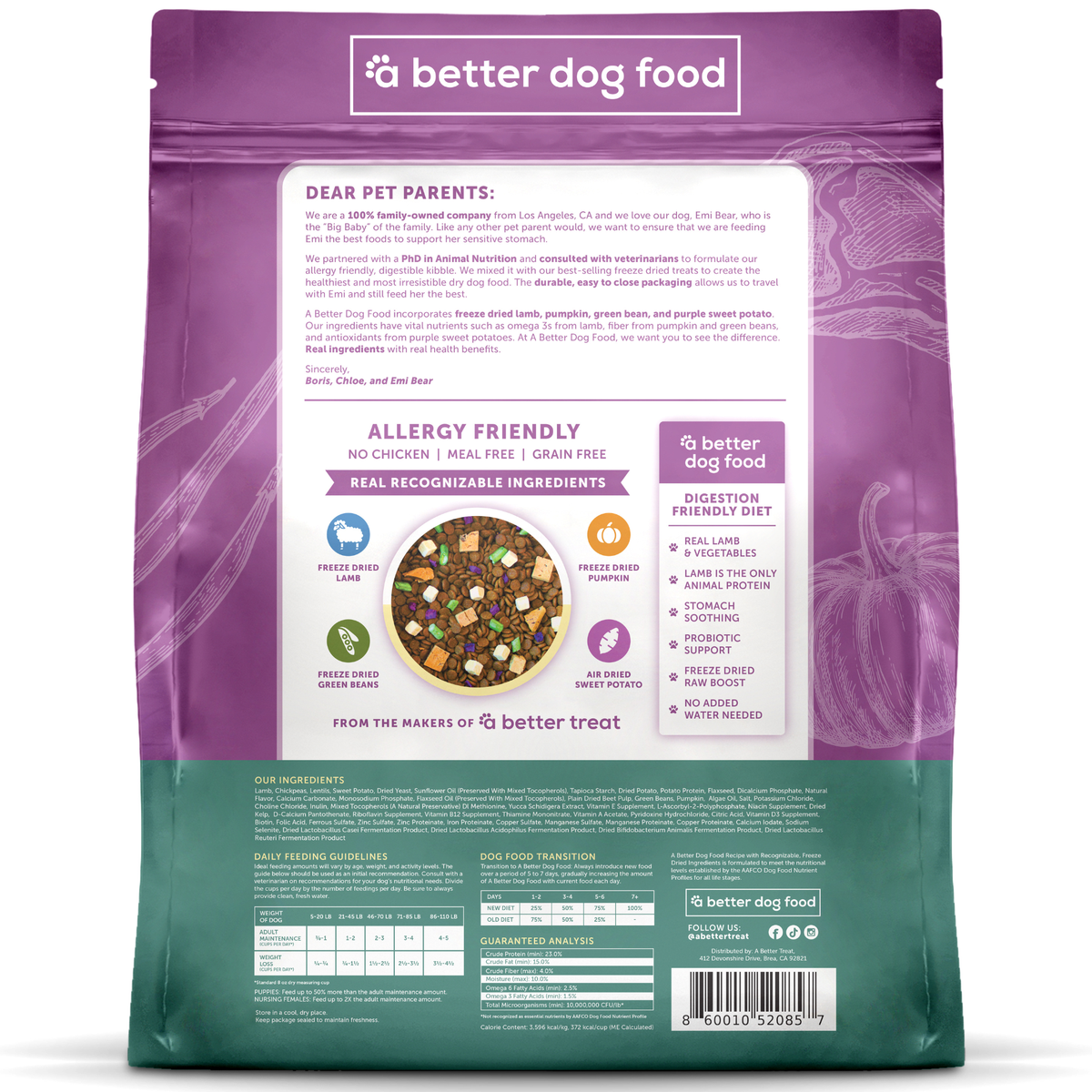 A Better Dog Food - Allergy Friendly Lamb | No Chicken, Only Lamb Animal Protein, No Meal Ingredients, Grain Free | Raw You Can See