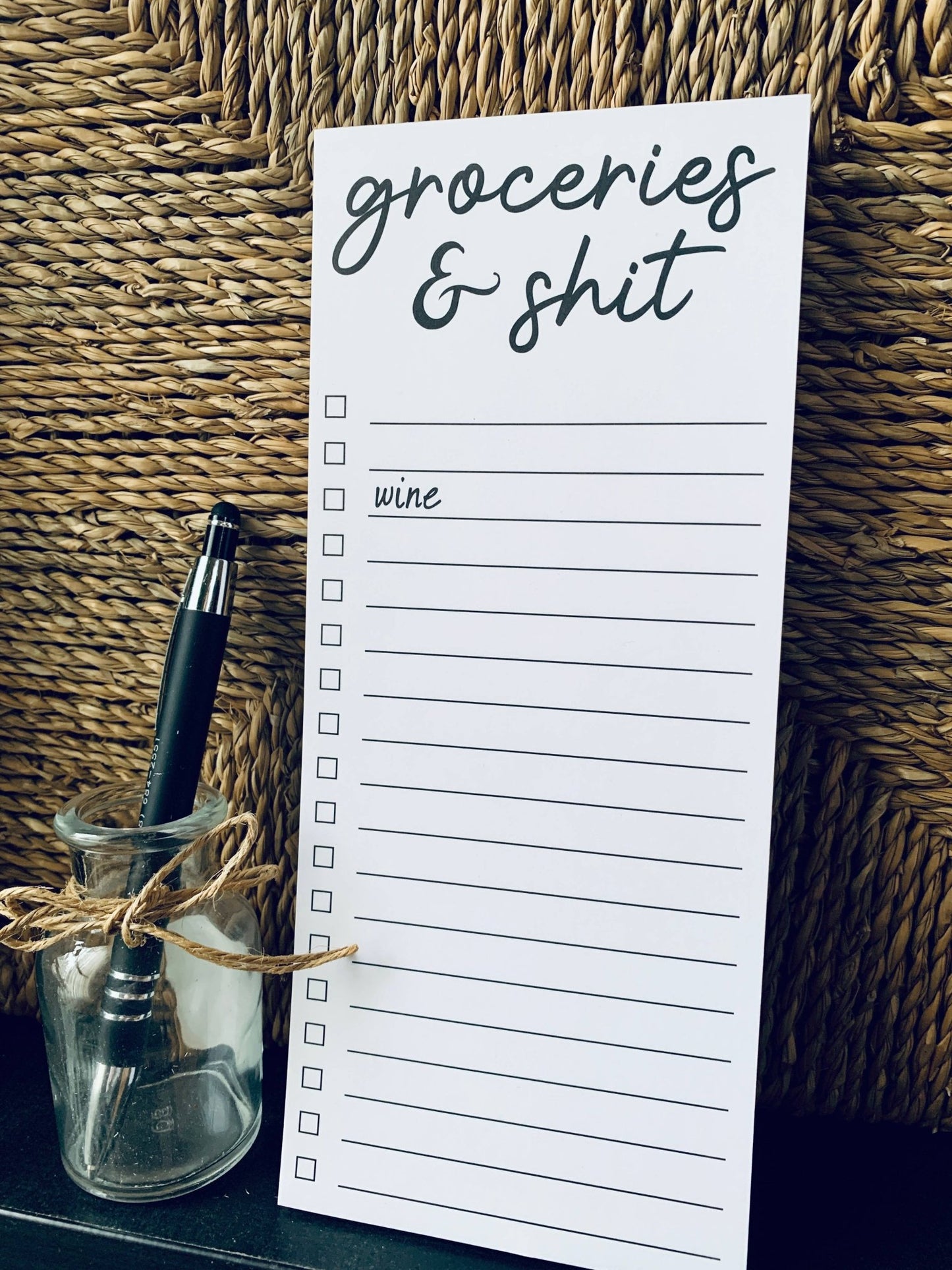 Groceries & shit (wine) snarky printed list pad 50 sheets - Fresh Start Candles