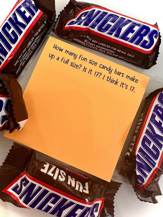 How many fun size candy bars in a full size | sticky notes - Fresh Start Candles