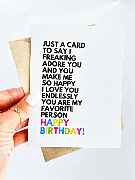 I Love You So Much You're My Favorite Person Birthday Card - Fresh Start Candles
