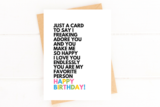 I Love You So Much You're My Favorite Person Birthday Card - Fresh Start Candles