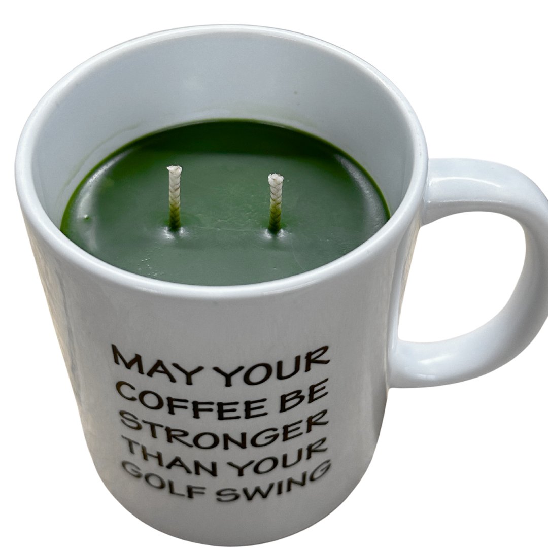 "May your coffee be stronger than your golf swing" Mug Candle