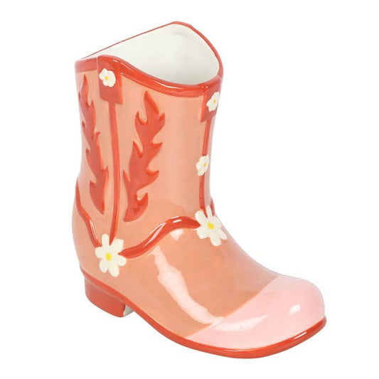 Pink Cowboy Boot Flower Vase - Fresh Start Candles