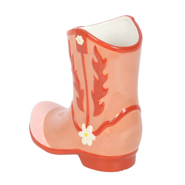 Pink Cowboy Boot Flower Vase - Fresh Start Candles