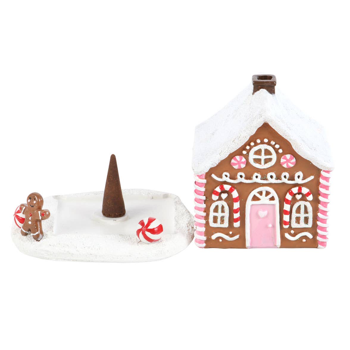 Pink Gingerbread House Christmas Incense Cone Burner - Fresh Start Candles